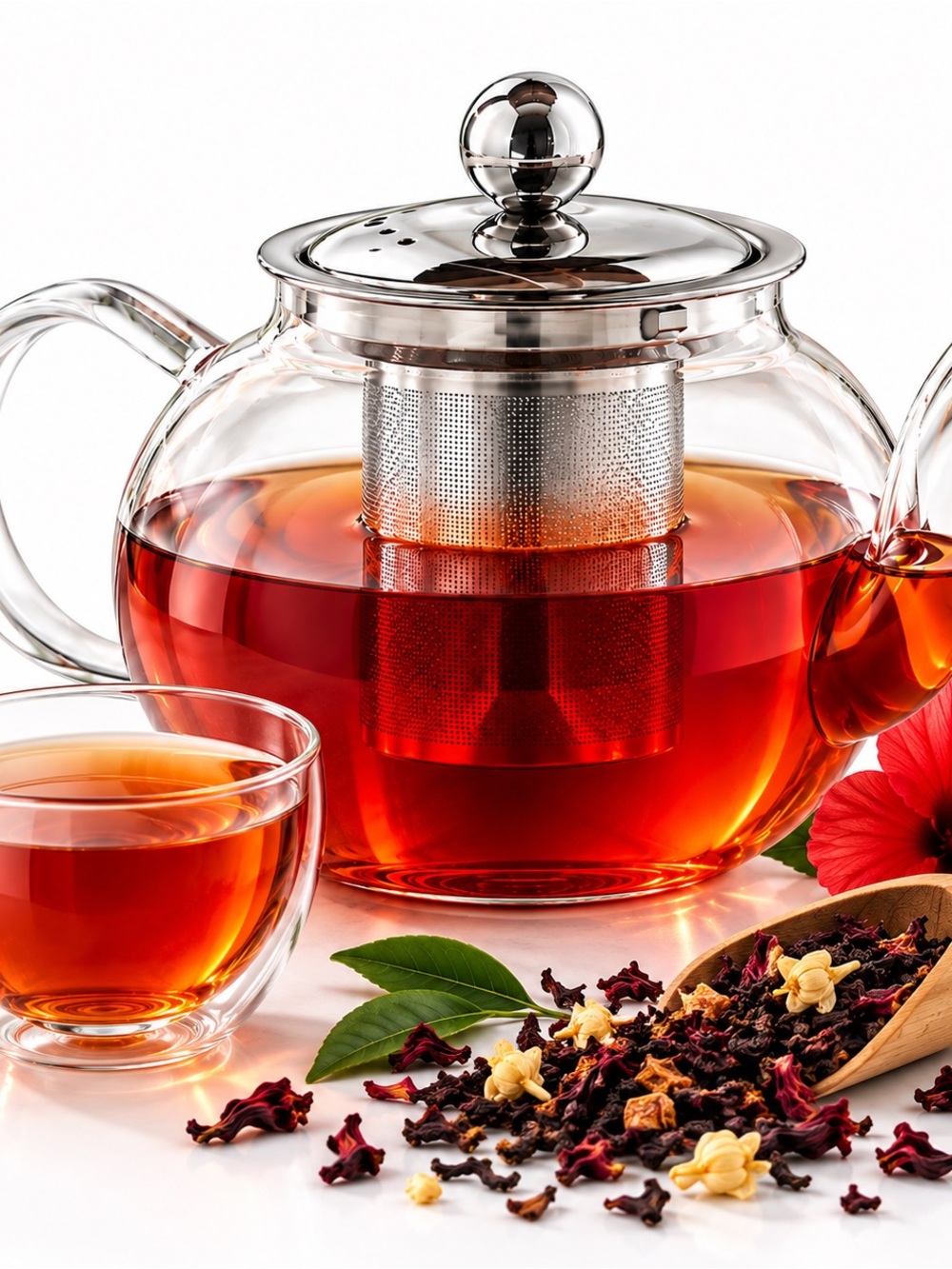 Glass Teapot with Stainless Steel Infuser - Clear